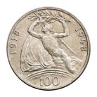 Csehszlovákia 100 Korona 1948 Függetlenség 14g Ag500