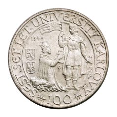   Csehszlovákia 100 Korona 1948 Karlovy Egyetem EF 14,02g Ag500
