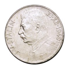   Csehszlovákia Sztálin ezüst emlék 100 Korona 1949 VF 14,03g Ag500