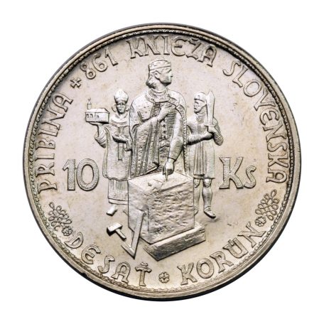 Szlovákia 10 Korona 1944 Pribina herceg 7g Ag500