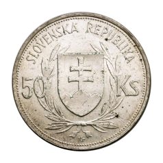 Szlovákia 50 Korona 1944 Jozef Tiso gVF 16,58g Ag700