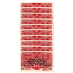 1 Korona Bankjegy 1916 sorszámkövető 10 db
