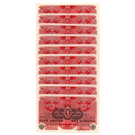 1 Korona Bankjegy 1916 sorszámkövető 10 db