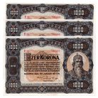 1000 Korona Államjegy 1920 UNC sorszámkövető 3 db