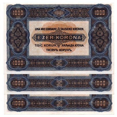 1000 Korona Államjegy 1920 UNC sorszámkövető 3 db