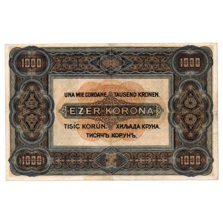 1000 Korona Államjegy 1920 VF barna sorozat és sorszámmal