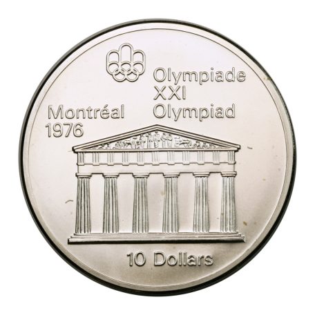 Kanada ezüst 10 Dollár 1974 Olimpia 1976 Montréal Zeusz temploma