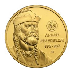   Árpád fejedelem aranyozott emlékérem Nagy Magyarok Kollekcó