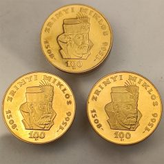 3 db Zrínyi 100 Forint 1966 Au900 8,41g