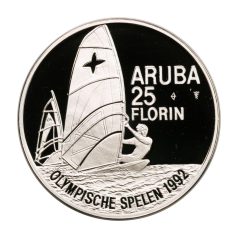  Aruba 25 Florin 1992 PP Olimpiai játékok Barcelona, díszdobozban 25g Ag925