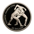 Gambia 20 Dalasis 1993 PP Olimpia 1992 bírkózás 31,26g Ag925