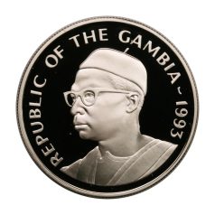   Gambia 20 Dalasis 1993 PP Olimpia 1992 bírkózás 31,26g Ag925