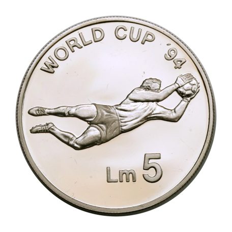Málta 5 Liri 1993 PP Labdarúgó VB 1994 PP 31,47 Ag925