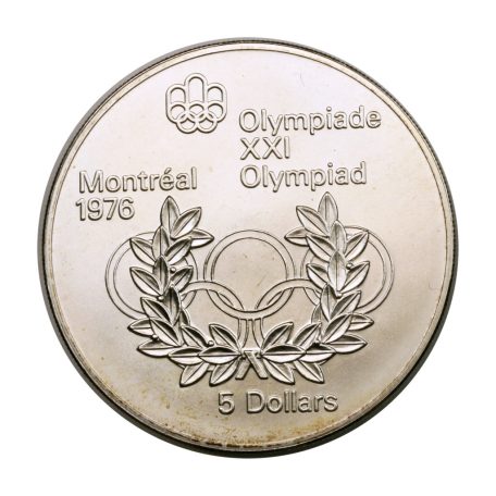 Kanada 5 Dollár 1974 Montreáli Olimpia 1976 öt karika és koszorú