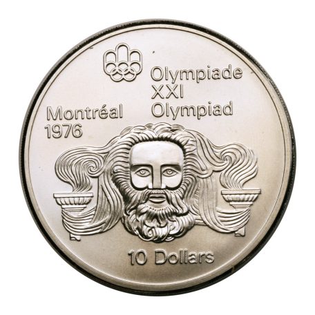 Kanada ezüst 10 Dollár 1974 Olimpia 1976 Montréal Zeusz fej