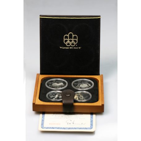 1972 COJO 76 Kanada 4 darabos ezüst érme szett Olimpia Montréal II. Proof, díszdobozban