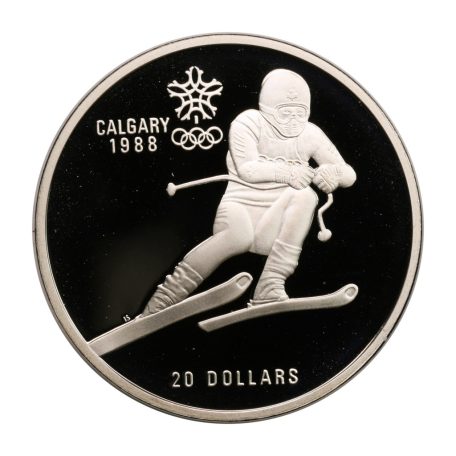 Kanada 20 Dollár 1985 Téli Olimpia Calgary 1988 alpesisí