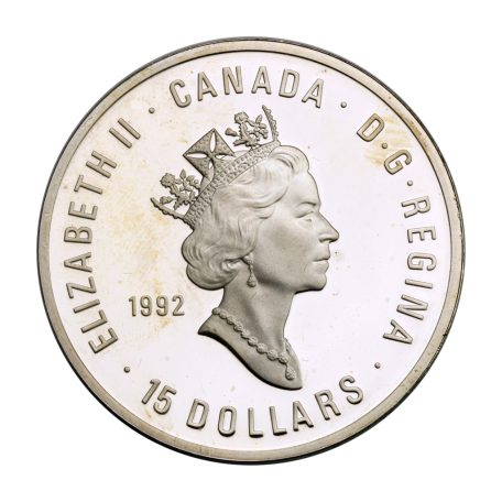 Kanada 15 Dollár 1992 Olimpia Generációk szelleme NOB díszdobozban 33,63g Ag925