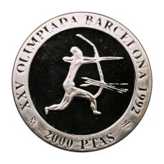   Spanyolország 2000 Peseta 1990 Olimpia Barcelona 1992 Íjászat