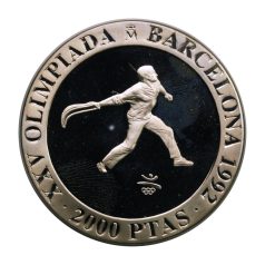   Spanyolország 2000 Peseta 1990 Olimpia Barcelona 1992 Pelota 27g Ag925