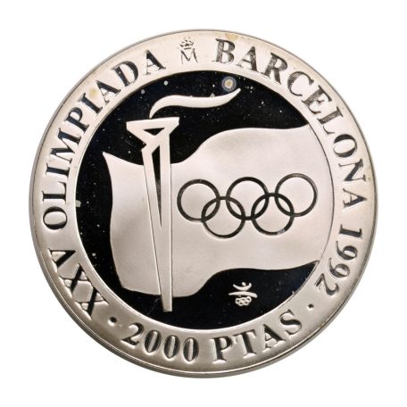 Spanyolország 2000 Peseta 1991 Olimpia Barcelona 1992 láng