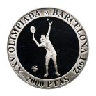 Spanyolország 2000 Peseta 1991 Olimpia Barcelona 1992 Tenisz 27g Ag925