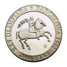 Spanyolország 2000 Peseta 1991 Olimpia Barcelona 1992 Lovassport 27g Ag925
