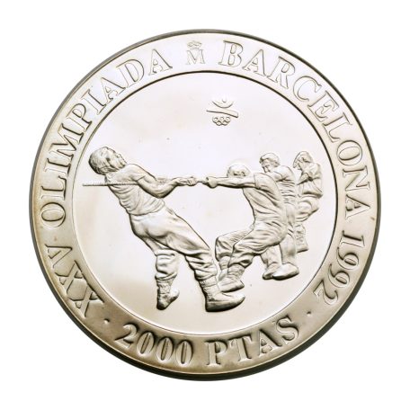 Spanyolország 2000 Peseta 1992 Olimpia Barcelona 1992 Kötélhúzás 27g Ag925