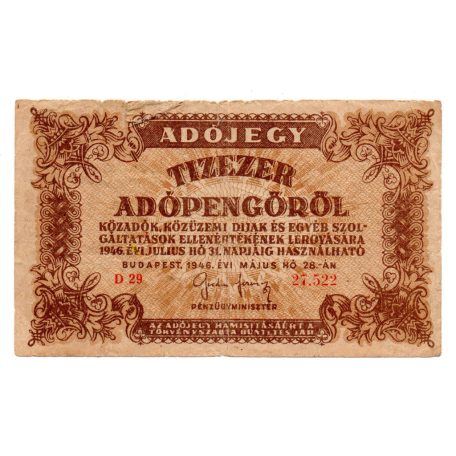10000 Adópengő 1946 P49 VG