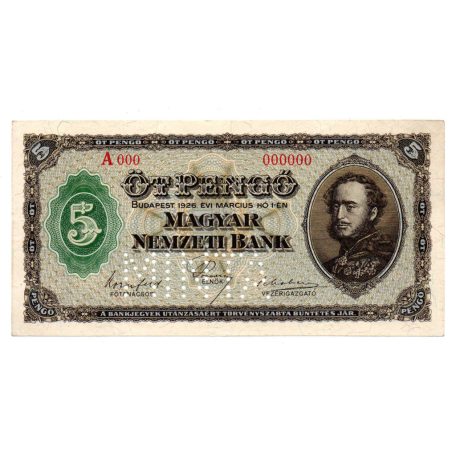 5 Pengő Bankjegy 1926 MINTA aUNC