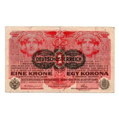 1 Korona Bankjegy 1916 Deutschösterreich bélyegzéssel F