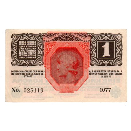 1 Korona Bankjegy 1916 EF-gEF, hajtatlan