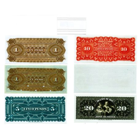 Chile Banco de Jose Bunster Bankjegy sor 1898 PS131-134  összesen 6db MÁSOLAT