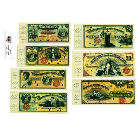 Chile Banco Comercial de Chile Bankjegy sor 1898 összesen 7db MÁSOLAT