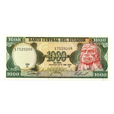 Ecuador 1000 Sucres Bankjegy 1986 P125a IT sorozat UNC