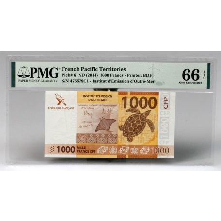 Francia Csendes-óceáni Területek 1000 Frank 2014 P6 PMG66EPQ