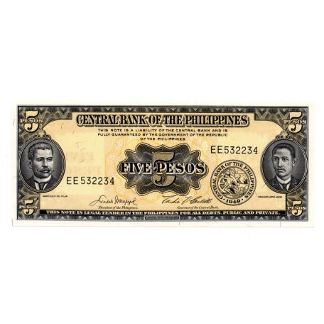 Fülöp-szigetek 5 Pesos Bankjegy 1949 P135e UNC