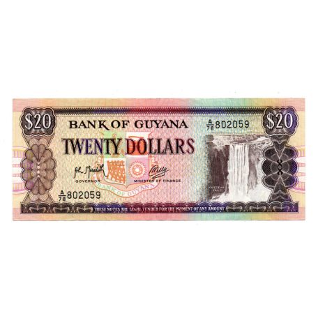 Guyana 20 Dollár Bankjegy 1989-1992 P27a9