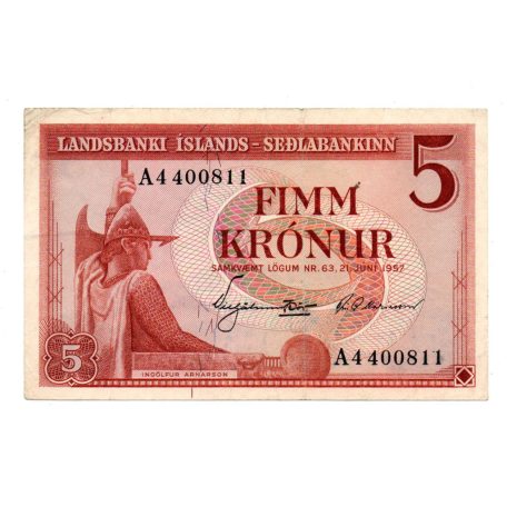 Izland 5 Korona Bankjegy 1957 P37