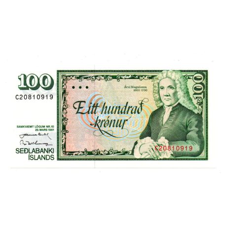 Izland 100 Korona Bankjegy 1961 P50a (1981)