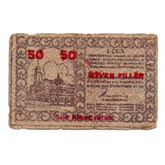   Pécs város Házipénztár 50 Fillér pénztárjegy 1919 3. kiadás G-VG