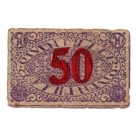 Pécs város Házipénztár 50 Fillér pénztárjegy 1919 3. kiadás G-VG