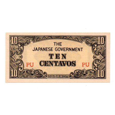 Fülöp-szigetek Japán megszállása 10 Centavos Bankjegy 1942 P104a