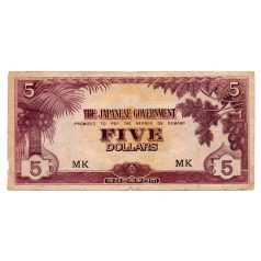   Malájföld Japán megszállása 5 Dollár Bankjegy 1942 PM6c