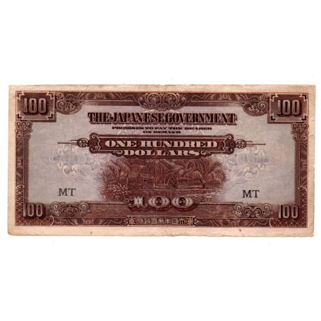 Malájföld Japán megszállása 100 Dollár Bankjegy 1944 PM8a vízjeles