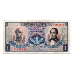 Kolumbia 1 Peso Oro Bankjegy 1966 P404d