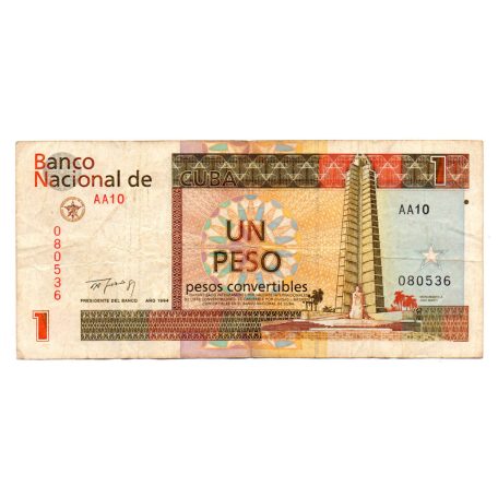 Kuba 1 Konvertibilis Pezó Bankjegy 1994 PFX37