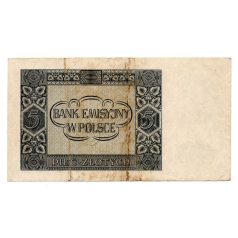 Lengyelország 5 Zloty Bankjegy 1941 P93a 