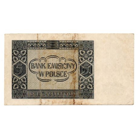 Lengyelország 5 Zloty Bankjegy 1941 P93a 
