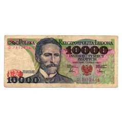Lengyelország 10000 Zloty Bankjegy 1987 P151a
